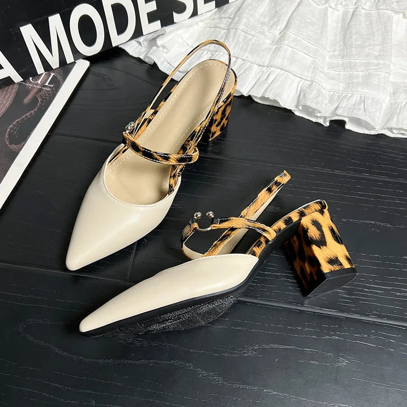 2026 Summer New Shoes for Women Pumps Elegant Chunky High Heels Pointed Toe Solid Ladies Shoes Female Sandals Zapatillas Mujer