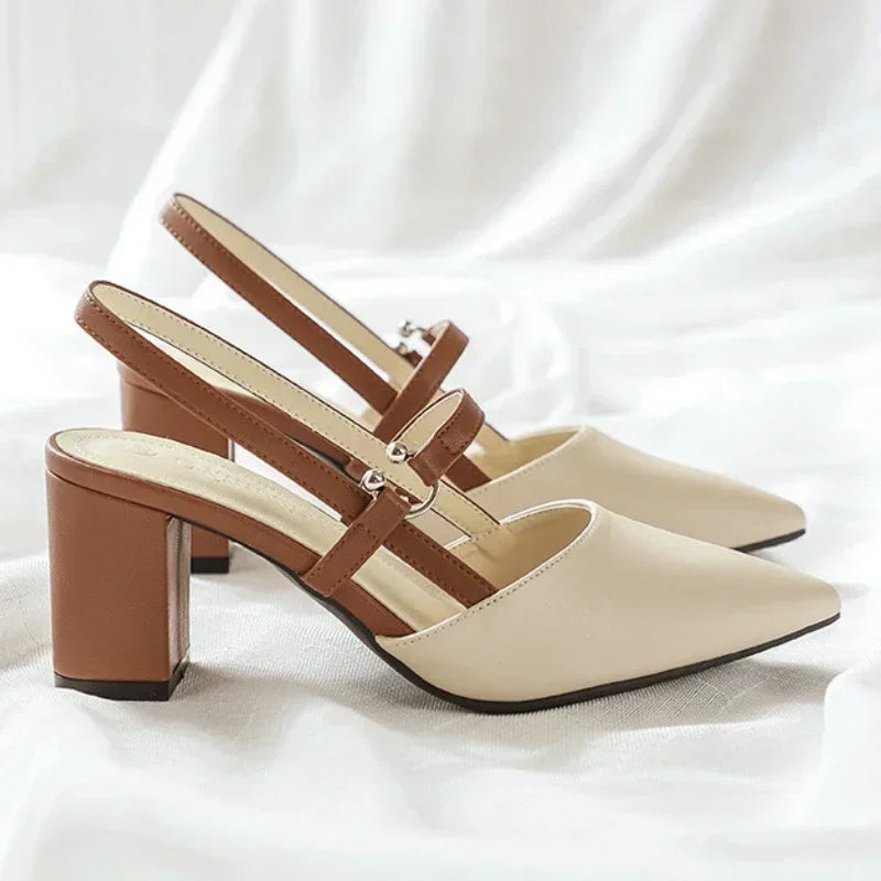 2026 Summer New Shoes for Women Pumps Elegant Chunky High Heels Pointed Toe Solid Ladies Shoes Female Sandals Zapatillas Mujer