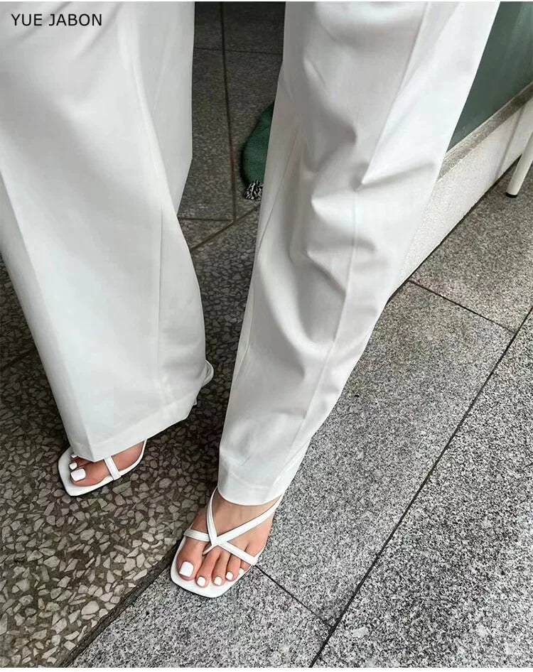 Black 2026 Summer Women Clip Toe Slippers White Fashion Dress Slide Shoes Ladies Elegant High Heel Footwear For Lady